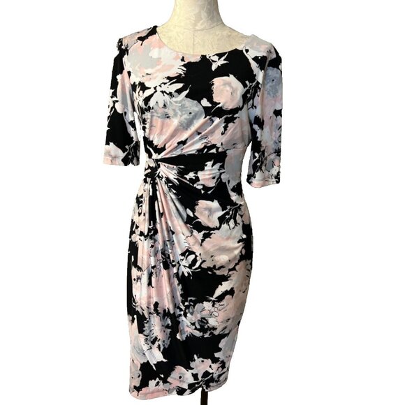 Connected Dress 8 Short Sleeve Stretch Career Washable Pink Black Gray New - Picture 1 of 7